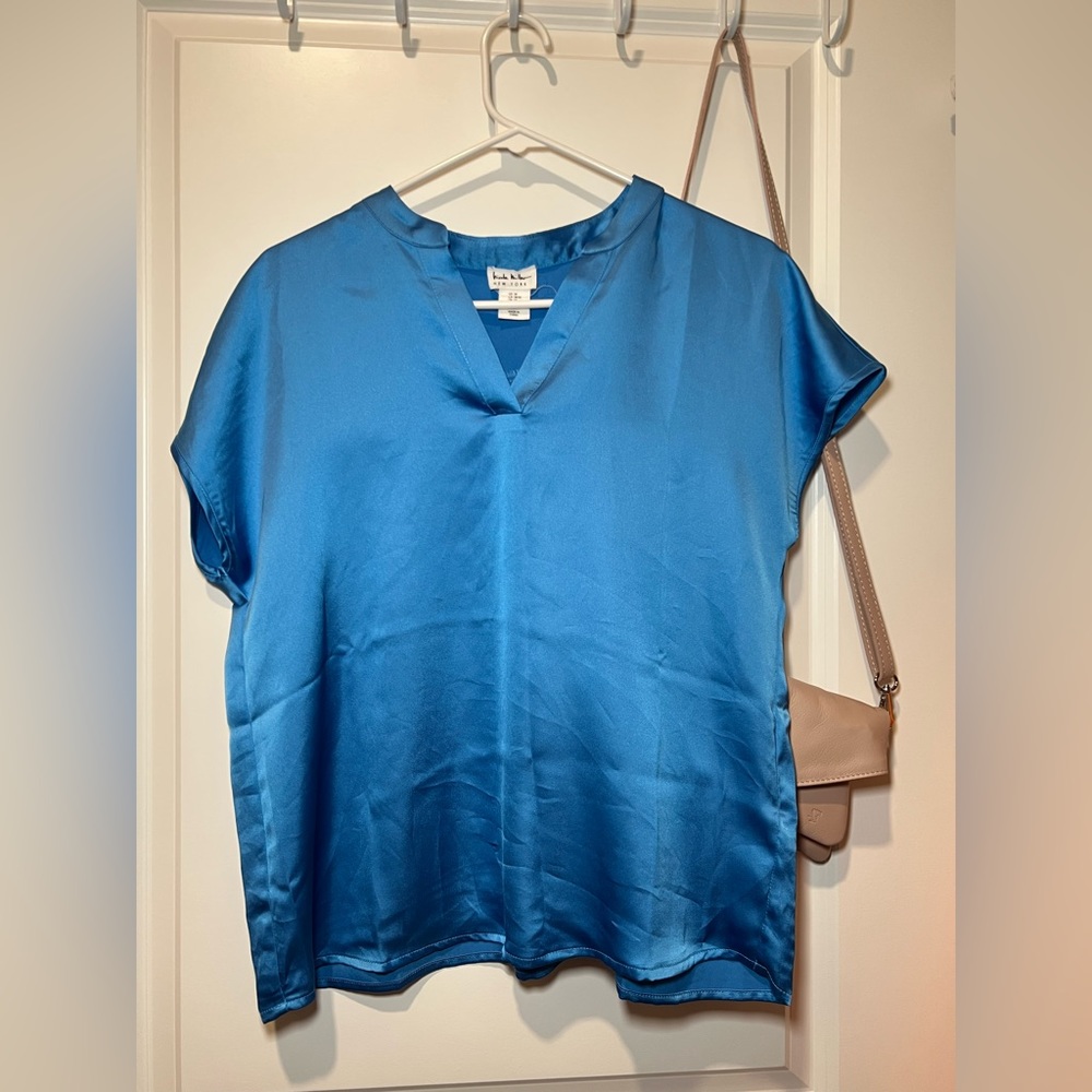 Blue silk blouse